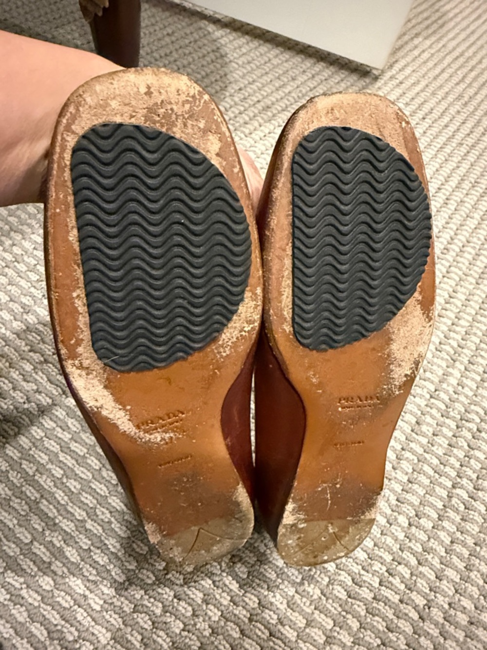 Prada Burgundy Leather Penny Loafers - Picture 7 of 12